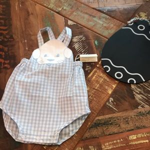NWT! Pixie Lily Gingham Blue/White Romper 9M